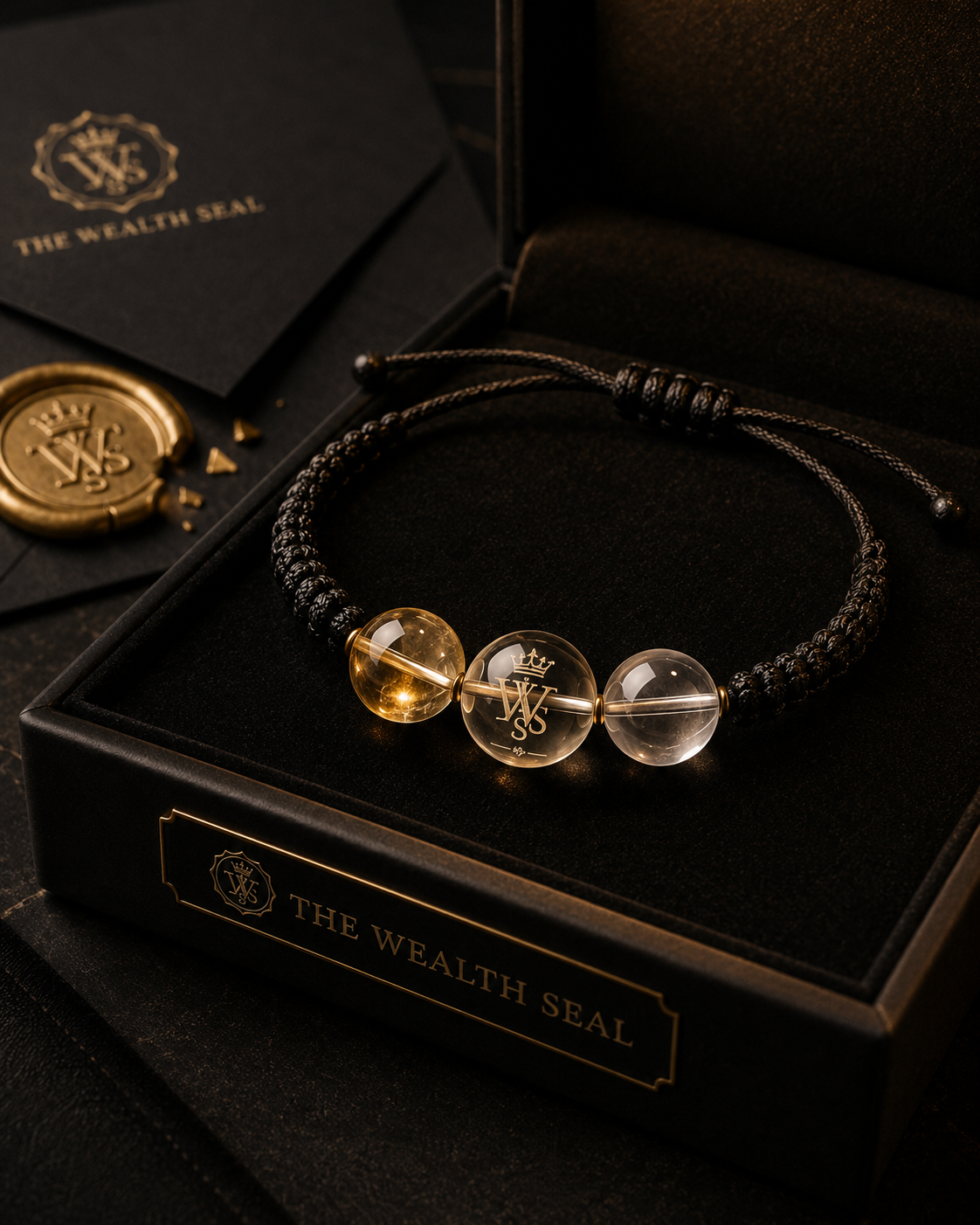 The Wealth Seal bracelet in luxury presentation box